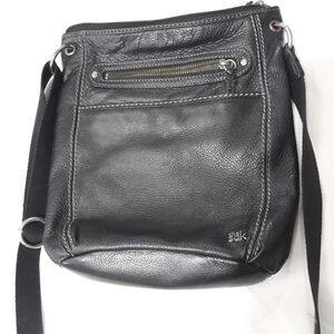 The Sak Black Genuine Leather Shoulder / Crossbody Bag With Many Pockets